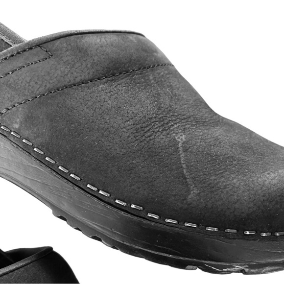 Sanita Original Clogs Black Textured Suede Professional Oiled Leather Size 7.5 - Picture 6 of 7